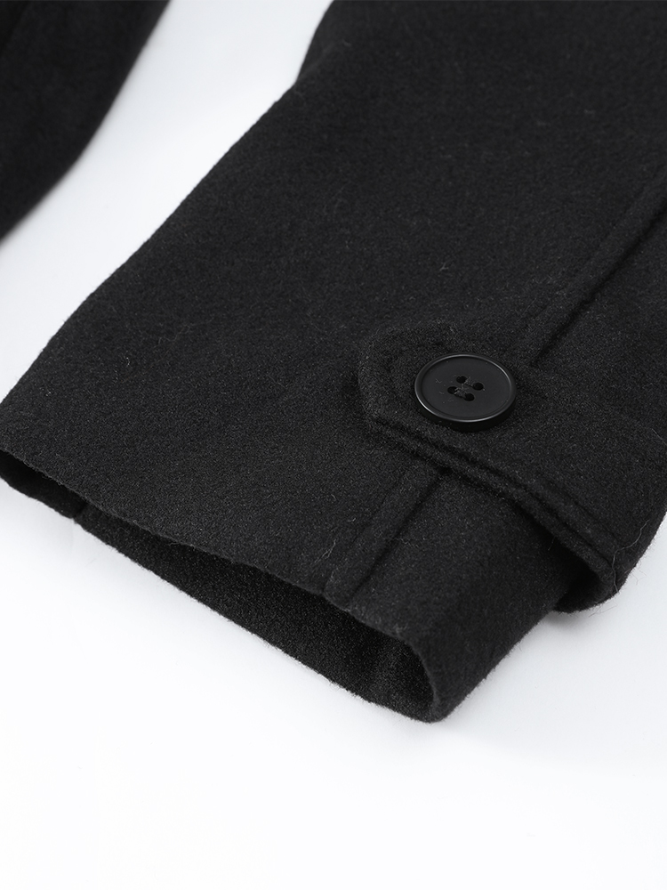 女性のためのエレガントなモノクロウールコート,ラペルオーバーコート,長袖,ボタン,シック,通勤,ストリートウェア,ファッション,秋,冬,2024