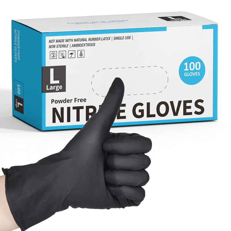 Guantes desechables de nitrilo, accesorio de limpieza sin polvo, látex, 100/50/20 piezas, 4Mil