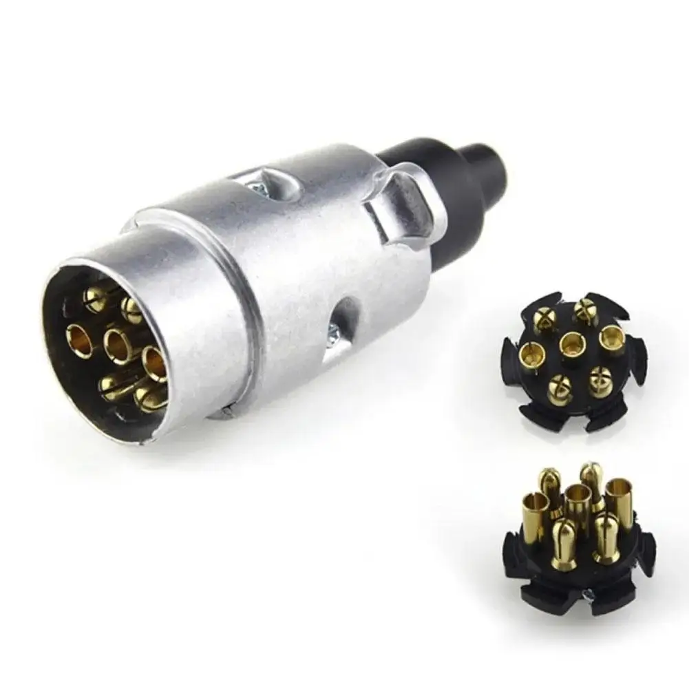 12V 7 ピントレーラープラグソケットセットアルミ合金プラグトレーラー RV プラグソケット車のトレーラーカップリングコネクタ EU プラグ