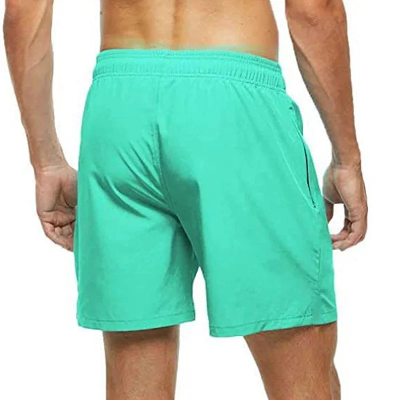 Calções de banho masculinos verão calções de banho de secagem rápida praia shorts com bolsos laterais e forro de malha maiô