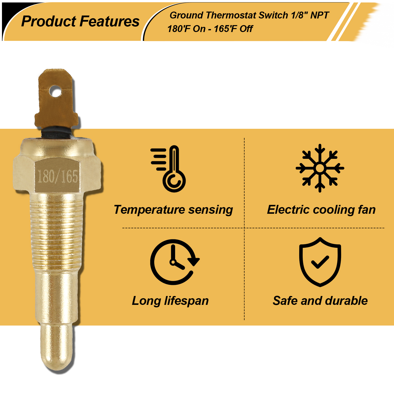 Motorkoelventilator Thermostaat Temperatuursensor Schakelaar 1/8 "Npt 180 Fahrenheit Aan 165 Fahrenheit Uit Voor Waterolie Koelvloeistof
