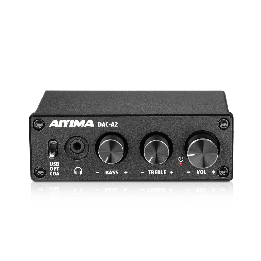 AIYIMA DAC A2 decodificador de Audio decodificador USB Coaxial de fibra decodificador de graves y agudos DAC con amplificador de auriculares para cine de sonido en casa