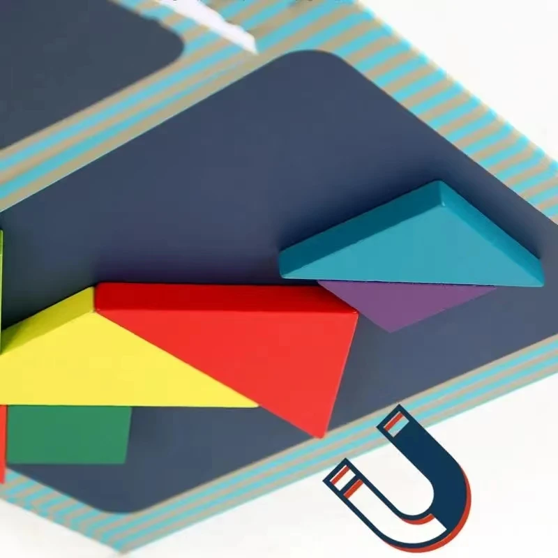 1Set Houten Magnetische Tangram Puzzel Boek Educatief Speelgoed Voor Kinderen Baby Kid Draagbare Montessori Leren Intelligentie