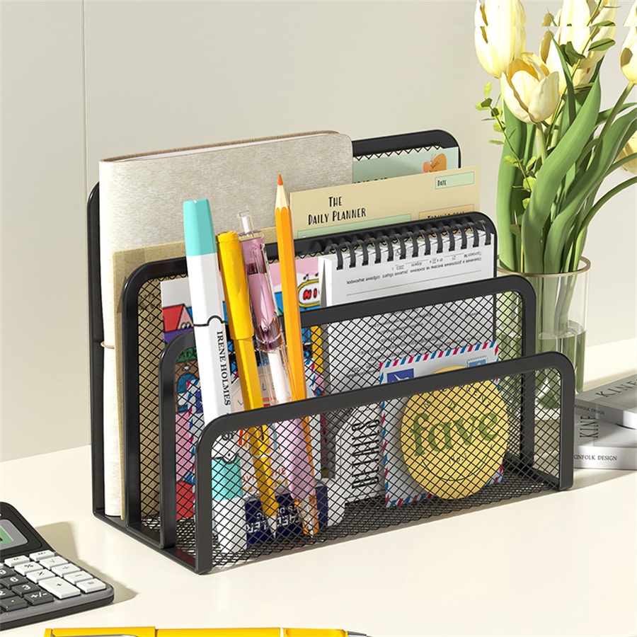 Vassoi per documenti Supporto per notebook Rack da scrivania Supporto per rete in ferro metallico nero a 3 strati per riviste, documenti, file, libri, scaffale per ufficio