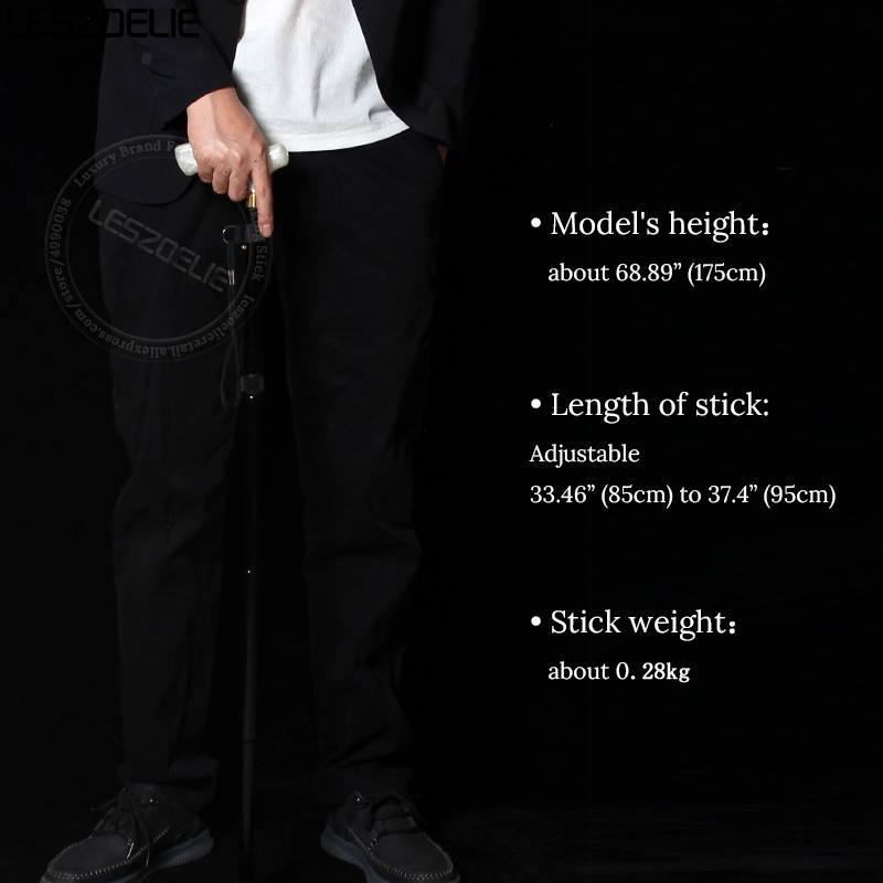 男性と女性のための調整可能な樹脂ハンドル,85〜95cm,黒,アルミニウム合金,高級ウォーキングアクセサリー,折りたたみ式,エレガント,ウォーキング