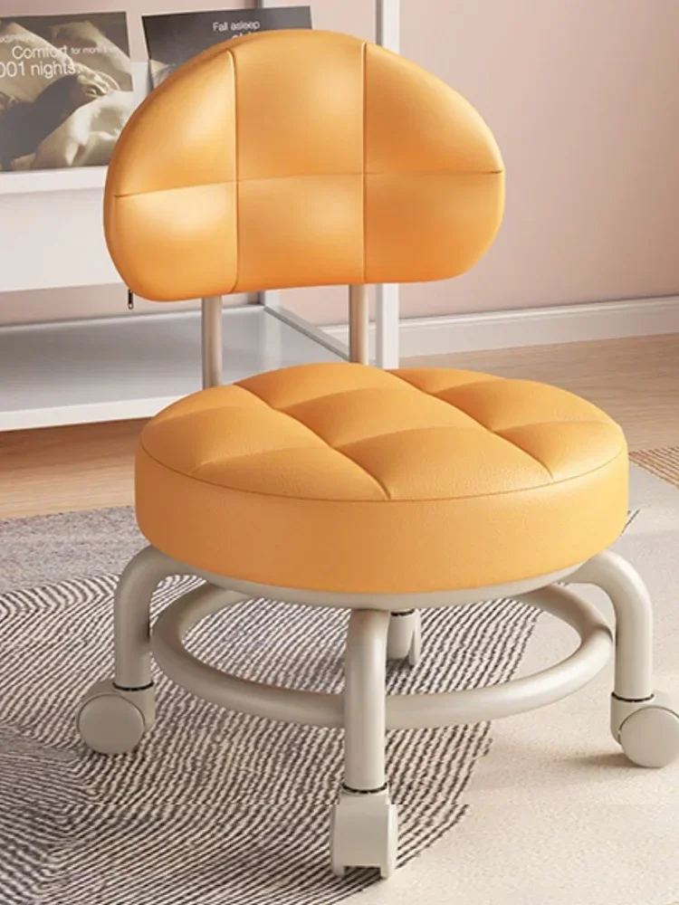 Pedicure Chair Work Low Stool Backrest Pulley Changing Shoes Round Stool Office Footstool Floor Cleaning Stools Salon Furniture