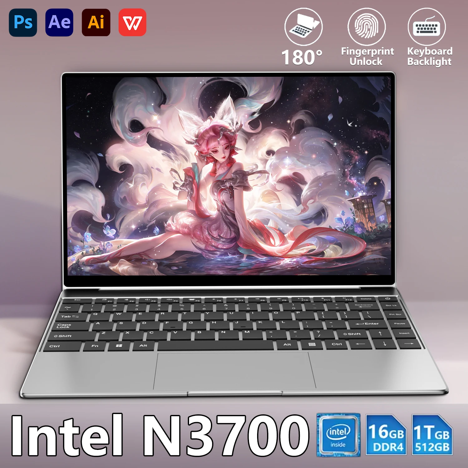 Nouveau 14.1 pouces Intel N3700 ordinateur Portable Windows 11 Pro 16Gb Ddr4 512Gb 2Tb Ssd Portable ordinateur Portable bureau étude ordinateur Portable de jeu