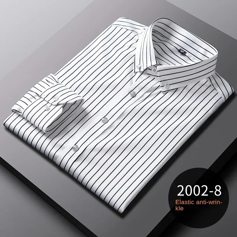 2024 neue mode lässig männer vertikal gestreiften hemd stretch hemd business temperament langarm hemd pastell button up hemd,
