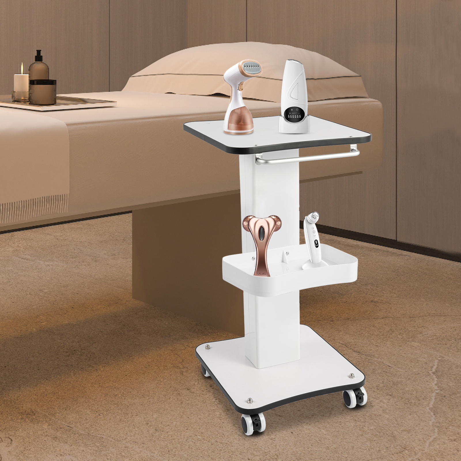 Weiß 34*38*69cm Holz Metall Schönheitssalon Trolley Wagen Friseursalon Utensilien Medizinische Friseurläden Krankenhäuser Kliniken Spas Labore