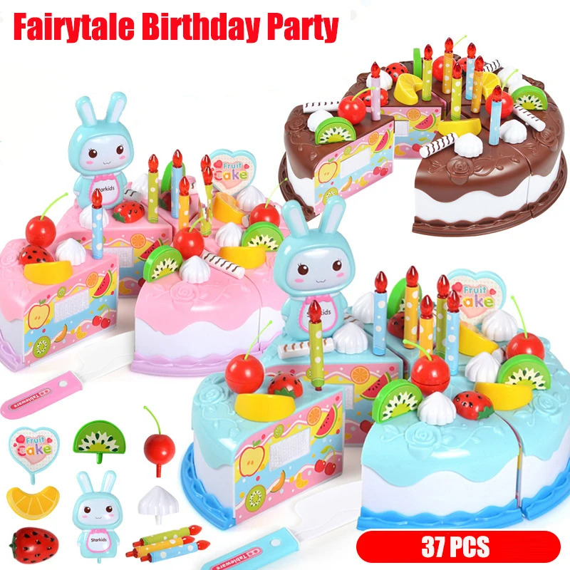 子供のおもちゃシミュレーション DIY 誕生日ケーキモデルキッチンごっこ遊び家カッティングフルーツ食品おもちゃ幼児子供ギフト少年少女