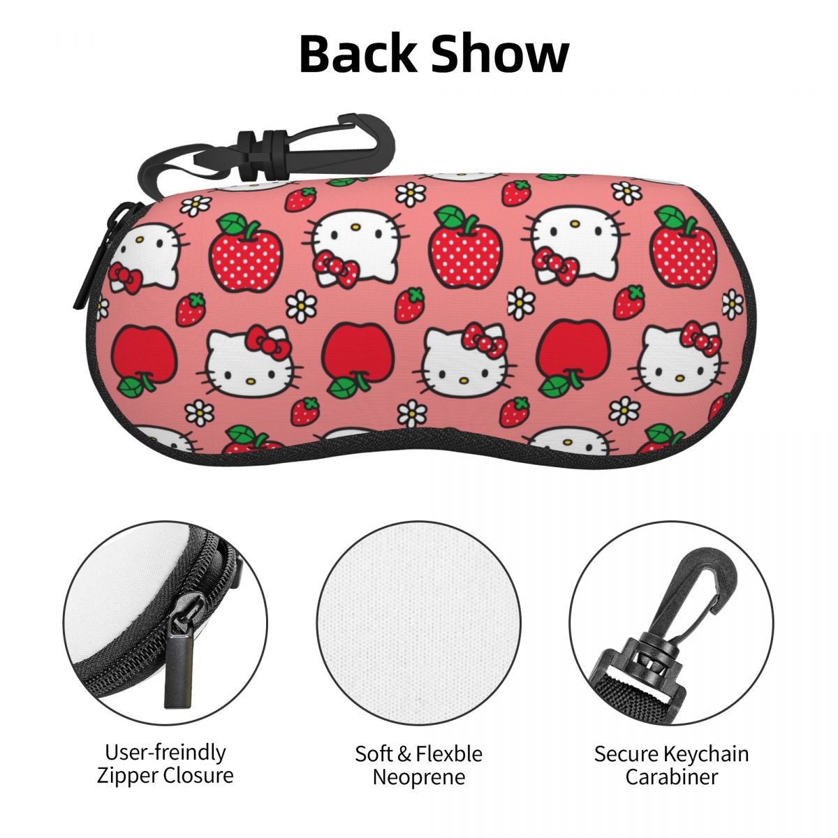 ฮาราจูกุ Sanrio น่ารัก Hello Kitty แว่นตาแบบพกพาซิป Sanrio การ์ตูนกล่องแว่นตาการ์ตูนกล่องแว่นตา