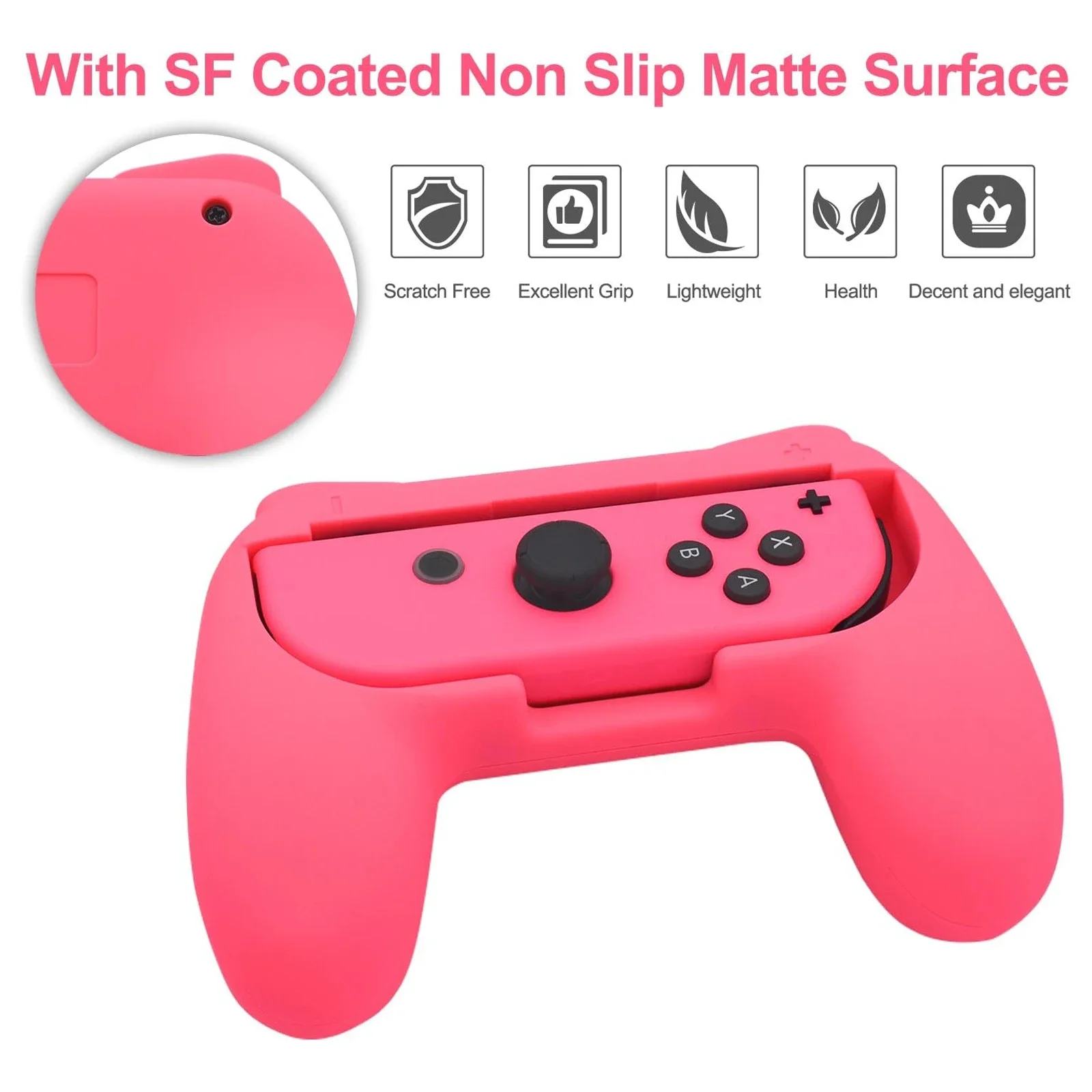 GAMINJA 2Psc Wear Resistant Handle Controller For Nintendo Switch Ergonomic Hand Grip Controller Handle For Switch Joy Con