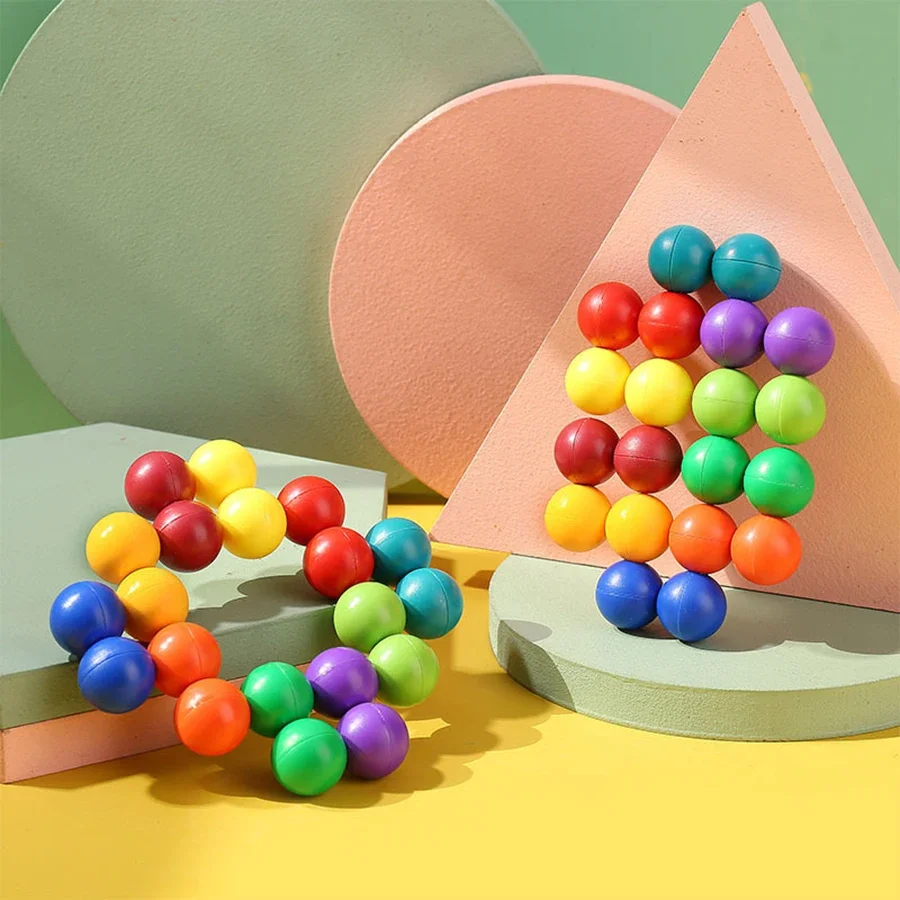 Fidget ของเล่นเพื่อการศึกษาลูกบอลสี 3D ปริศนา Montessori เกมการจับคู่รูปร่างของเล่นเด็ก Sensory เด็กผู้ใหญ่ของขวัญ