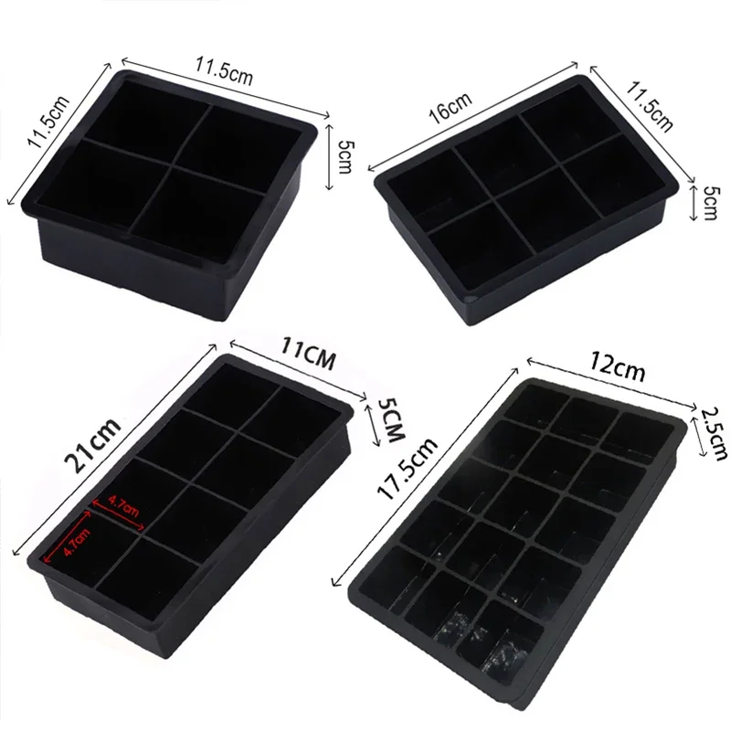 4/6/8/15Grids Silicone Ice Cube Molds Spherical Ice Molds Reusable Whiskey Ice Cube Molds Cocktail Freezer DIY Homemade Barware