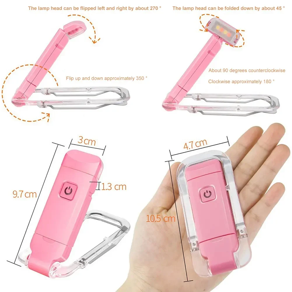 Nuevas luces de lectura portátiles plegables recargables por USB protección ocular 3 colores claros lámpara de noche de brillo ajustable