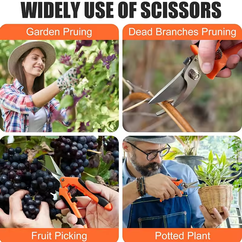 3PCS Gardening Scissors Set Ergonomic non-slip handles Safety lock pruning shears Beginner gardening set Can cut roses and more!
