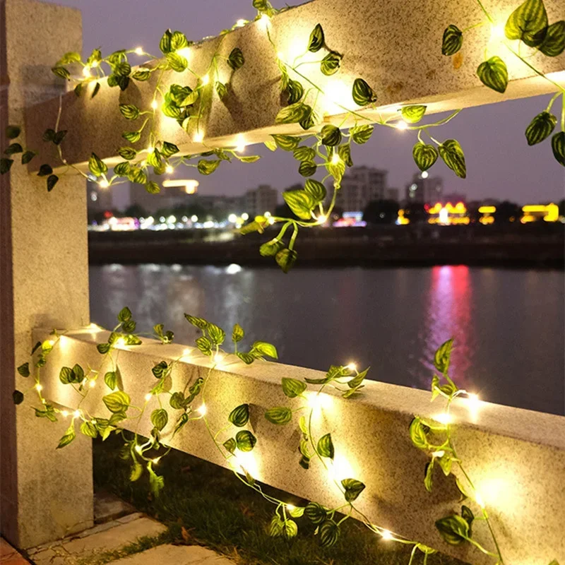 20/50/100LEDs Green Leaf Lamp String Yard Light Battery Operated Perfect for New Year Outdoor Party Wedding Bedroom Decorations