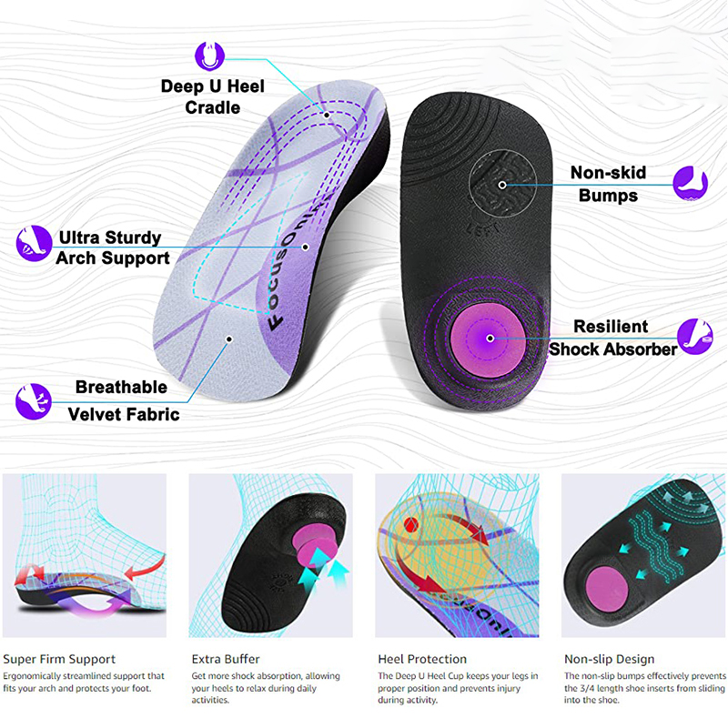 Rooruns 정형외과용 안창 근막염 발바닥 아치 지지대, 러닝 스포츠 걷기용 발뒤꿈치 박차 통증 완화 안창