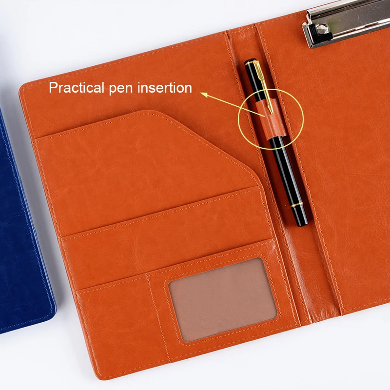 A5 / B5 Leather Padfolio Portfolio File Folder Clipboard Document Holder Business Contract Paper Clamp Writing Pad for Office