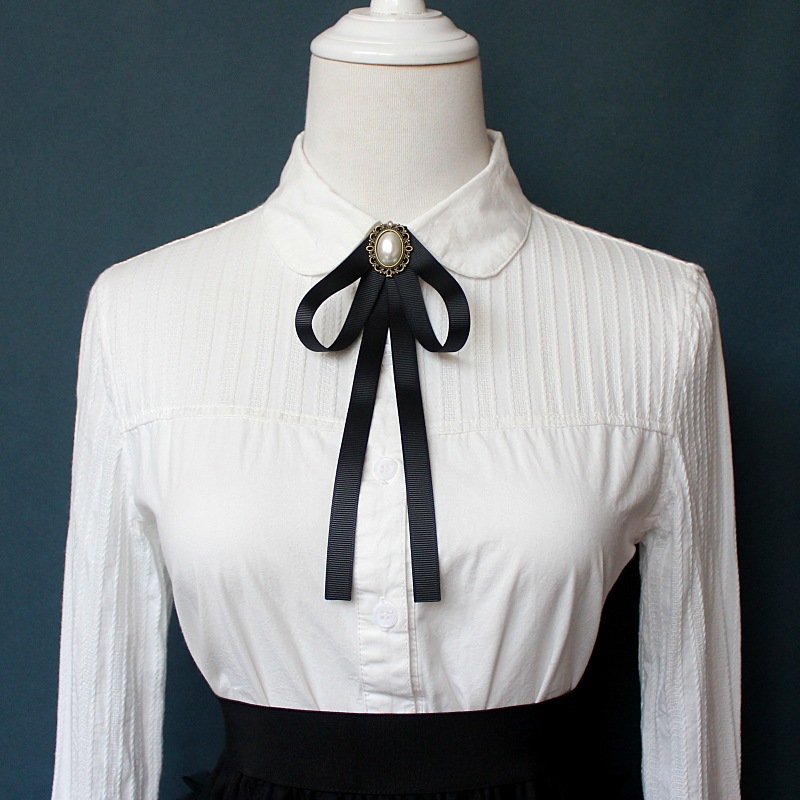 Petit nœud papillon pour femmes et filles, col de chemise blanc, fleur, Style collège britannique coréen, mode, épingles à nœud papillon en ruban faites à la main