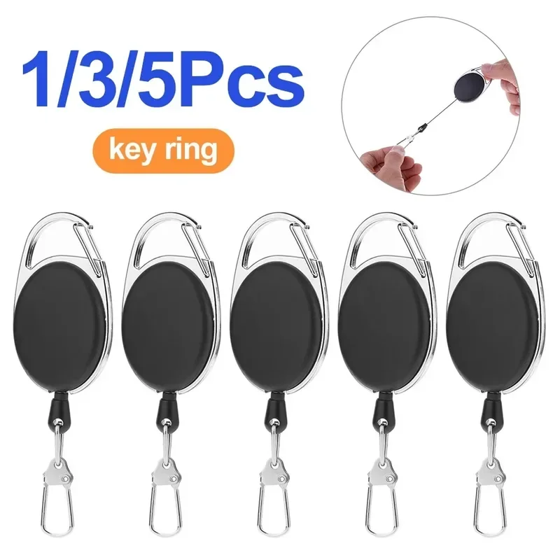 1/3/5Pcs 플라이 낚시 열쇠 고리 리트랙터 도구 개폐식 키 체인 릴 배지 홀더 낚시 태클