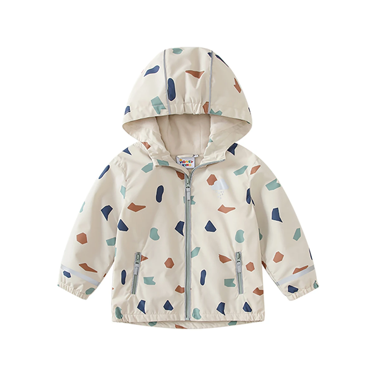 HONEYKING Softshell Jacket สําหรับเด็กกันน้ํา Hooded ขนแกะสําหรับทารกเด็กวัยหัดเดินเสื้อกันฝนเสื้อผ้าเด็กสําหรับสาว