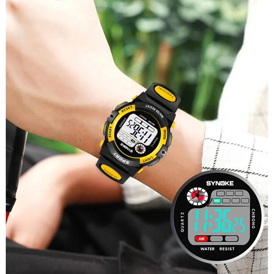 SYNOKE-reloj electrónico multifuncional para niños y estudiantes, accesorio deportivo, resistente al agua, ligero y a la moda