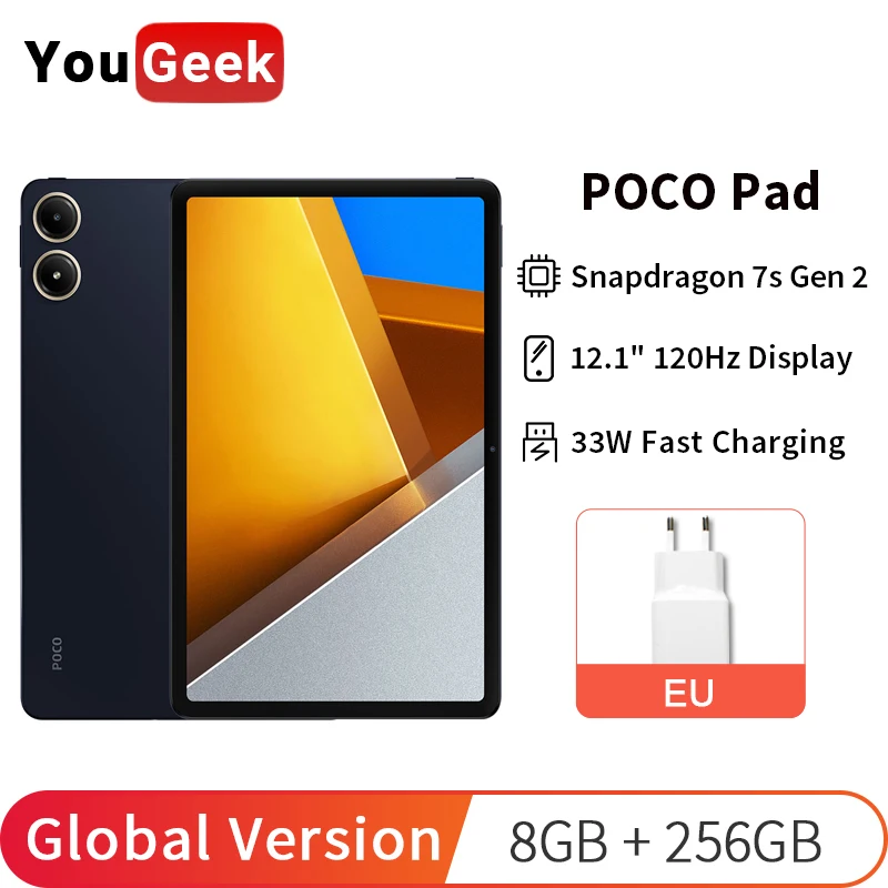 POCO Pad Global Version 8GB 256GB12.1" 120Hz 2.5K Display 10000mAh Battery 33W Fast Charging Snapdragon 7s Gen 2 Tablets