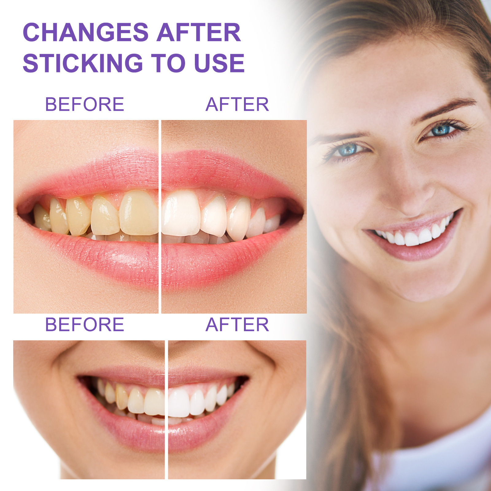 EELHOE-pasta de dientes blanqueadora, elimina las manchas de los dientes, Reduce el color amarillo, olor, aliento fresco Oral, cuidado de brillo, pasta de dientes púrpura