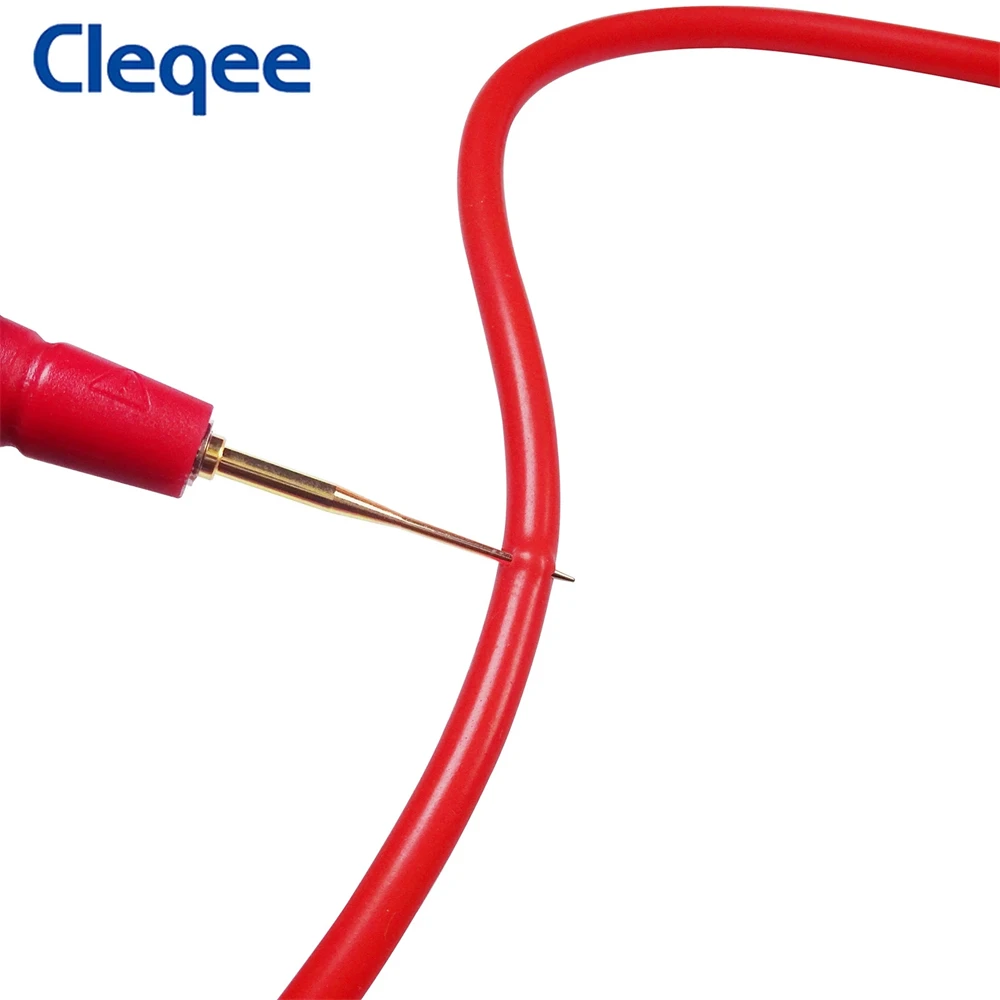 Cleqee P8003 pluma de sonda de prueba multímetro con agujas afiladas chapadas en oro reemplazables de 1mm + pluma de prueba multiusos de aguja de 2mm de espesor