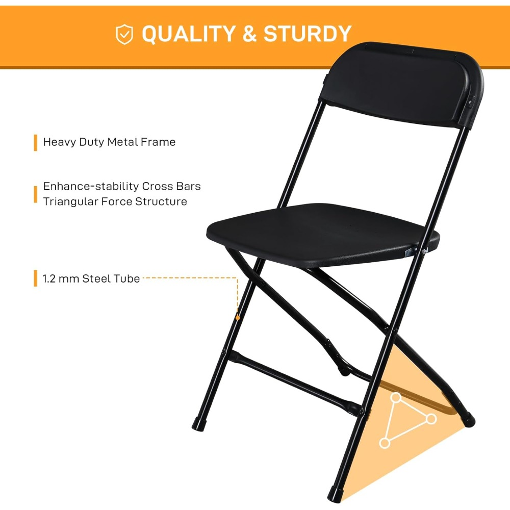 20-Pack Plastic Folding Chairs – Stackable Steel Frame Party Seat | for Home Office Wedding Banquet & Event Use