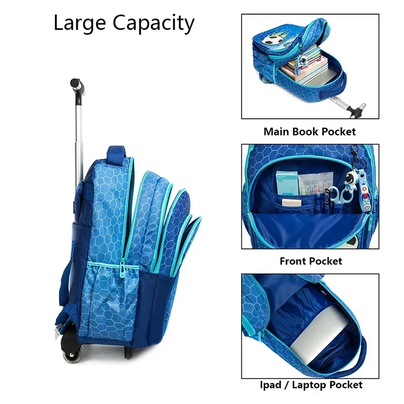 Mochila escolar con ruedas para niños, mochila con ruedas para niños, bolso escolar con ruedas, conjunto de bolsa con ruedas para equipaje de viaje para niños