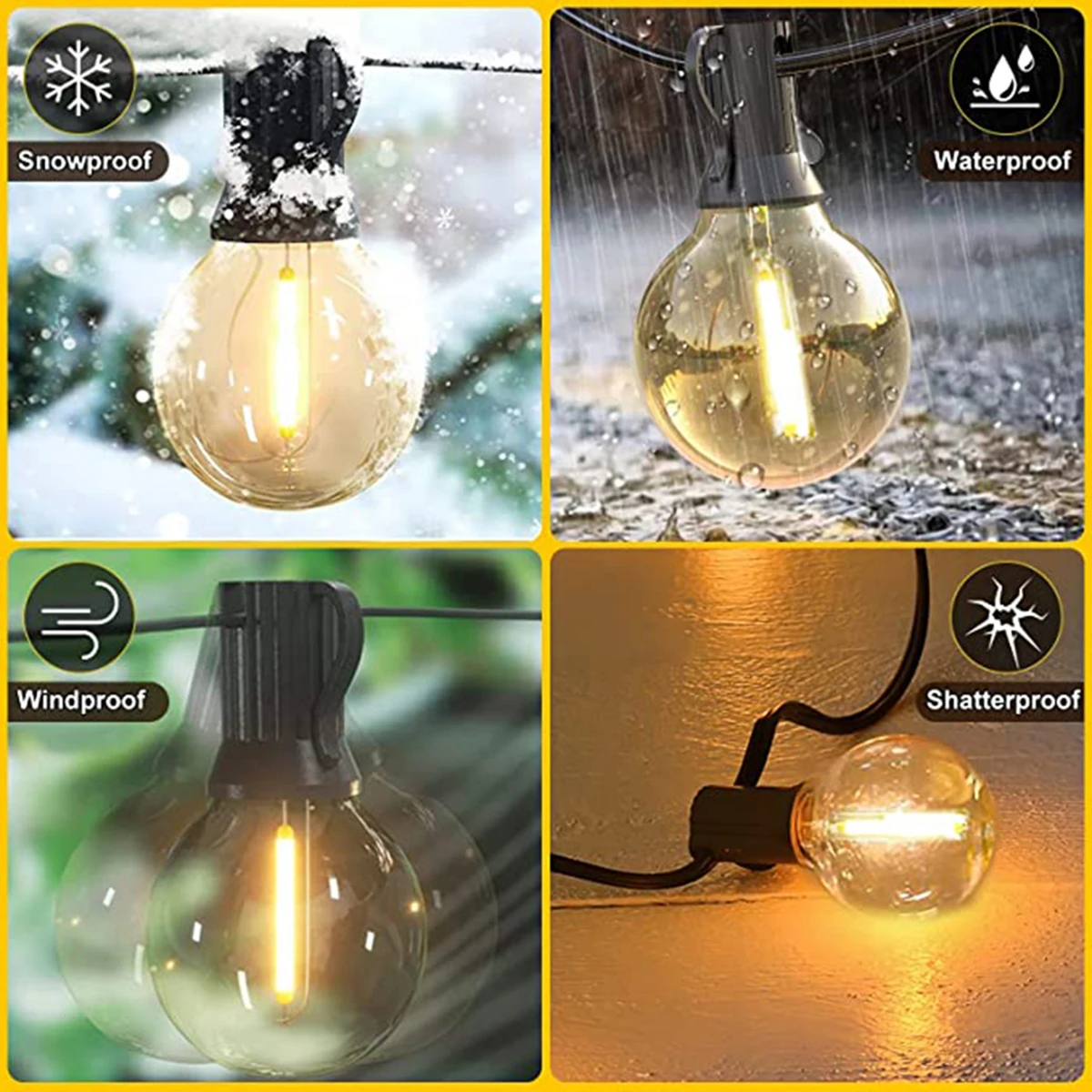 G40 luci a corda per esterni festone solare LED lampade a corda per patio stringa solare per campeggio giardino festa matrimonio terrazza decorazione