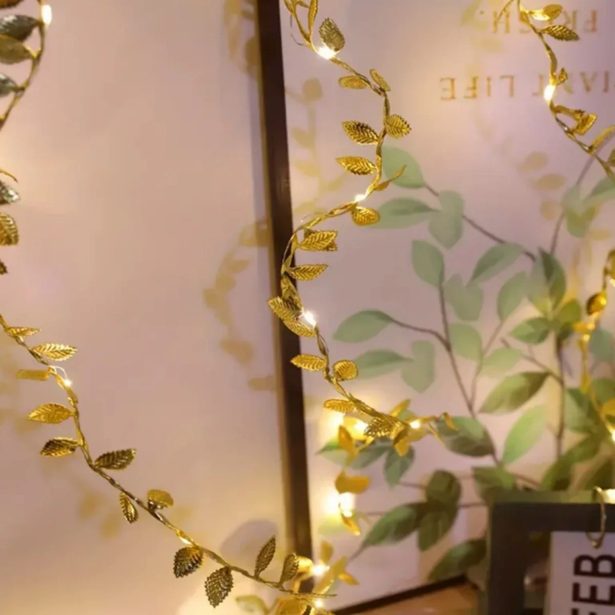 20/50/100 LED Oro Argento Piccole Foglie Fata Luce Batteria Powerd Pianta Artificiale Ghirlanda Luci di Vite per la Festa in Casa di Nozze