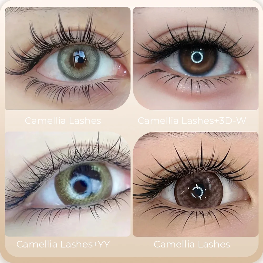 Yelix Camellia Lashes with Adhesive LC LB LJ C D Curl Eyelashes Natural Soft Eyelash Extensions Russian Volume Individual Lashes