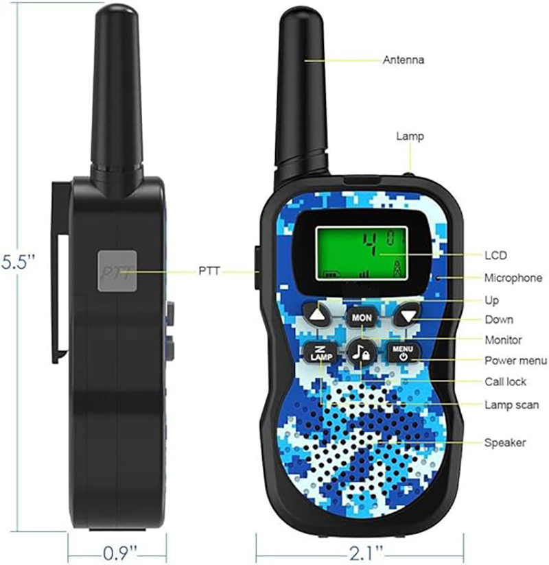 Walkie talkies infantis com lanterna e tela LCD, walkie talkies de alcance de 3 milhas para crianças, aventuras externas, acampamento, caminhadas
