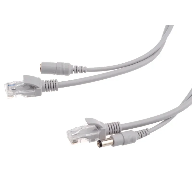 ESCAM 5M/10M/15M/20M/30M Optionales graues CAT5/CAT-5e Ethernet-Kabel RJ45 + DC-Strom-CCTV-Netzwerk-LAN-Kabel für System-IP-Kameras