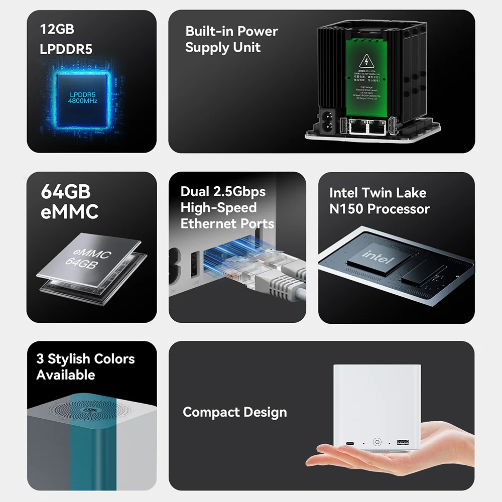 Beelink ME Mini NAS Home Storage Device Intel Twin Lake N150 LPDDR5 4800MHz 12G RAM 64G Window 11 WiFi6 2.5Lan Mini PC Computer