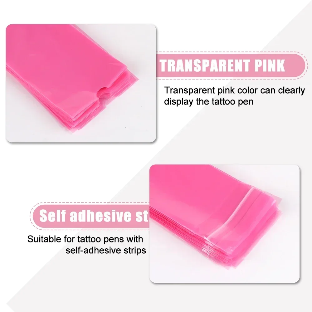 Descartável Tattoo Clip Cordão Mangas Cobre Sacos, Plástico Tattoo Machine Protection Bags, preto, rosa, azul, Acessórios, 100Pcs