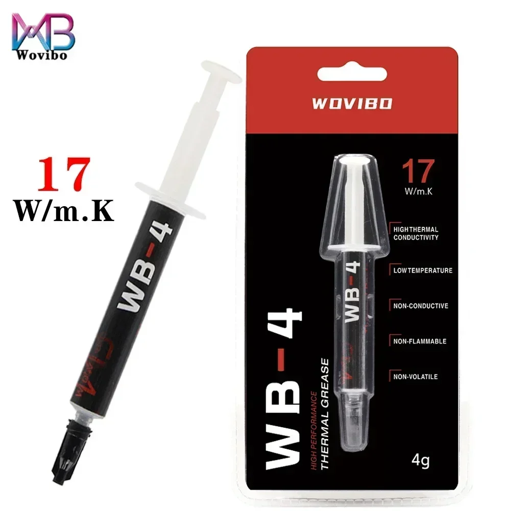Wovibo Dán Giữ Nhiệt WB-4 WB 4 4G 1G 17 Wát/mét-K Cho CPU GPU Máy In Tản Nhiệt Làm Mát đế Tản Nhiệt Dầu Mỡ Hợp Chất Dẻo Silicone