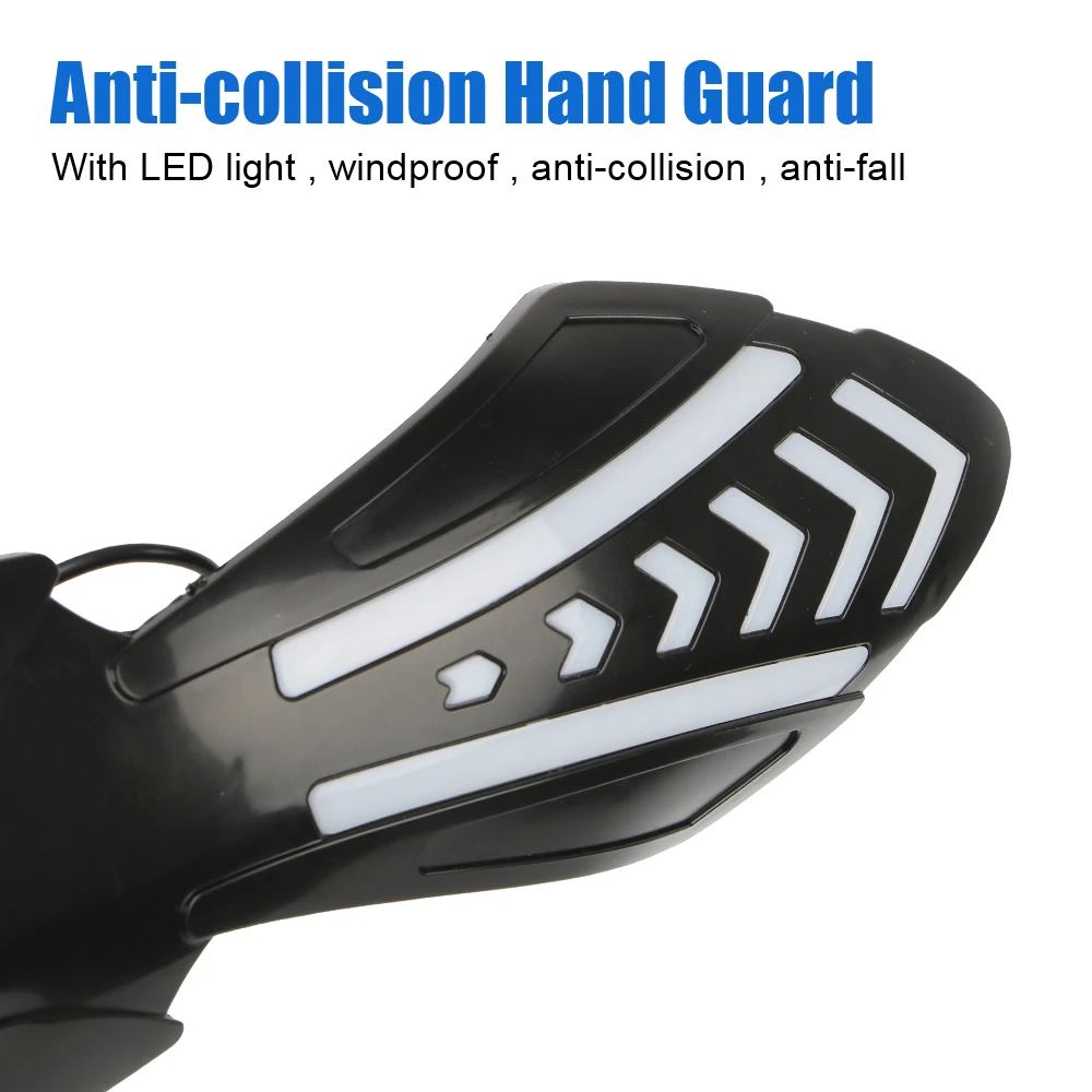 Protetor de mão para motocicleta, à prova de vento, 1 par, à prova d'água, motocross, guiador, com led, sinais de seta fluindo