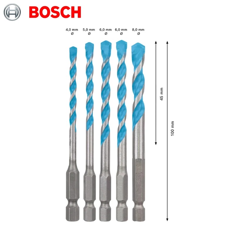 BOSCH 2608900585 5 Pcs EXPERT HEX-9 Multi Conjunto de brocas de construção para drivers de broca de impacto Bosch Acessórios para ferramentas elétricas