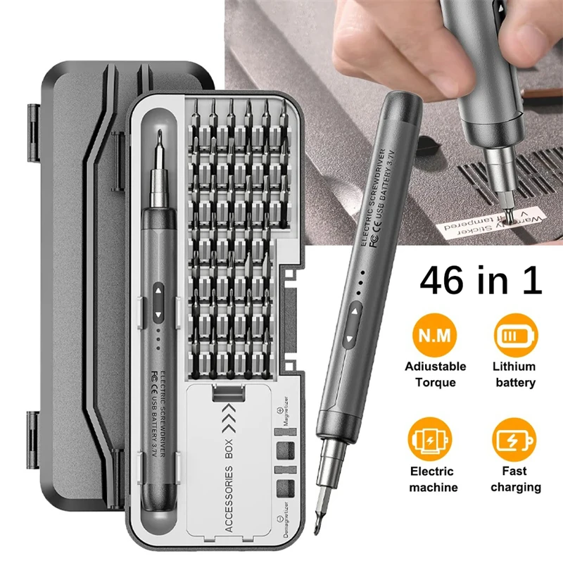 Wireless Electric Screwdriver Set with LED Light Magnetic Bits Phillips Torx Screw Driver Phone Repair Rechargeable Power Tool
