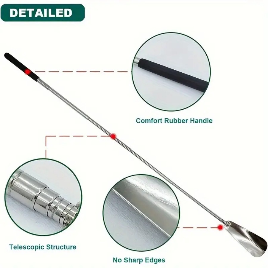 Extendable Shoe Horn Long Handle for Seniors,16" to 31"Adjustable, Stainless Steel Telescopic Shoehorn for Men Women,Shoe Helper