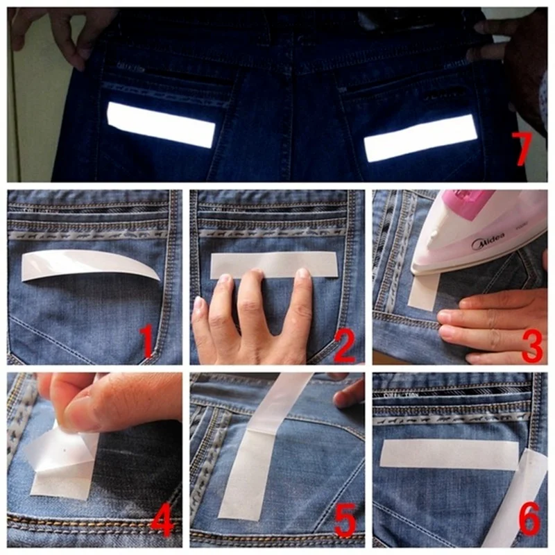 5M แถบสะท้อนแสงสติกเกอร์สะท้อนแสงความร้อนฟิล์ม DIY เสื้อผ้ากระเป๋าความร้อนเทปสะท้อนแสงงานฝีมือทําด้วยมือ