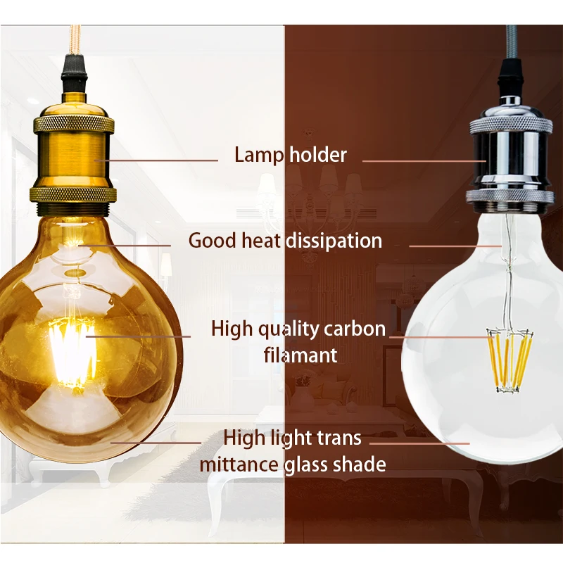 1-4pcs G80 G95 G120 LED Bulb E27 2W 4W 6W 8W AC 220V Energy Saving Global Light Lampada Ampoule Lamp Retro Edison Filament Bulbs