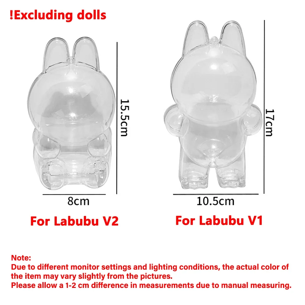 Capa protetora transparente para labubu monstro brinquedo elf boneca capa caixa de armazenamento bonito elf plushie display capa para presentes de festa