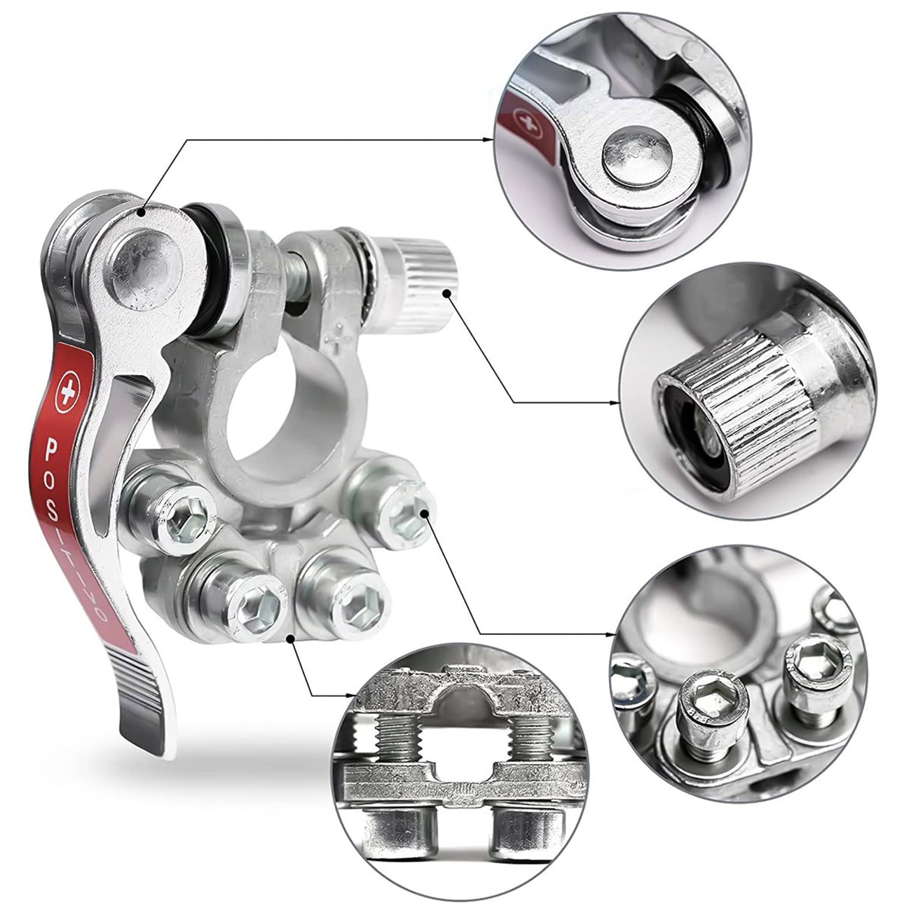 2PCS Batterie Terminal Anschlüsse Quick Release Trennen Batterie Terminals Positive Negative Batterie Kabel Enden für SAE/JIS
