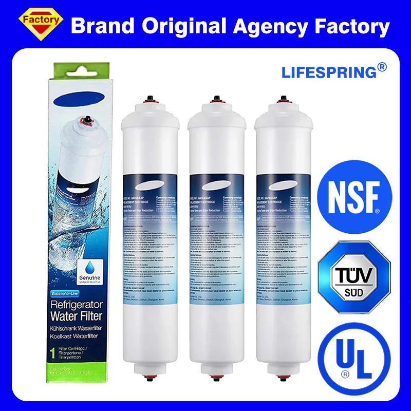 NSF ได้รับการรับรองยี่ห้อของแท้ DA29-10105J ตู้เย็นน้ํากรองกรองน้ําแบบอินไลน์สําหรับ Samsung AquaPure Plus HAFEX EXP