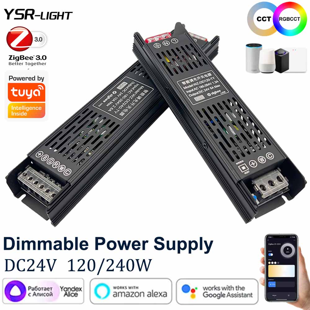 Tuya Zigbee Dimmbarer LED-Treiber DC24V 120/240W CCT/RGBCCT Dimmer-Transformator 2in1 Unterstützung Sprachsteuerung Alice Alexa Google